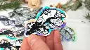 Mushrooms on crow skull - Holographic sticker